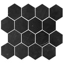 Artistic Tile Marble Mosaic Carrara Black Honed 3 Inch Hexagon Vintage Tile