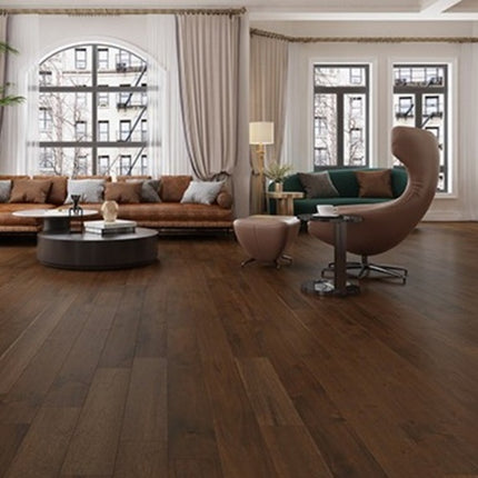 Asian Walnut Solid Hardwood Floor Hand Scraped Vintage