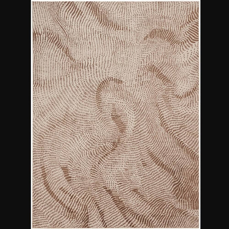 DKNY Stylish Abstract Rectangle Area Rug Central Park West Beige Brown Made in Turkey