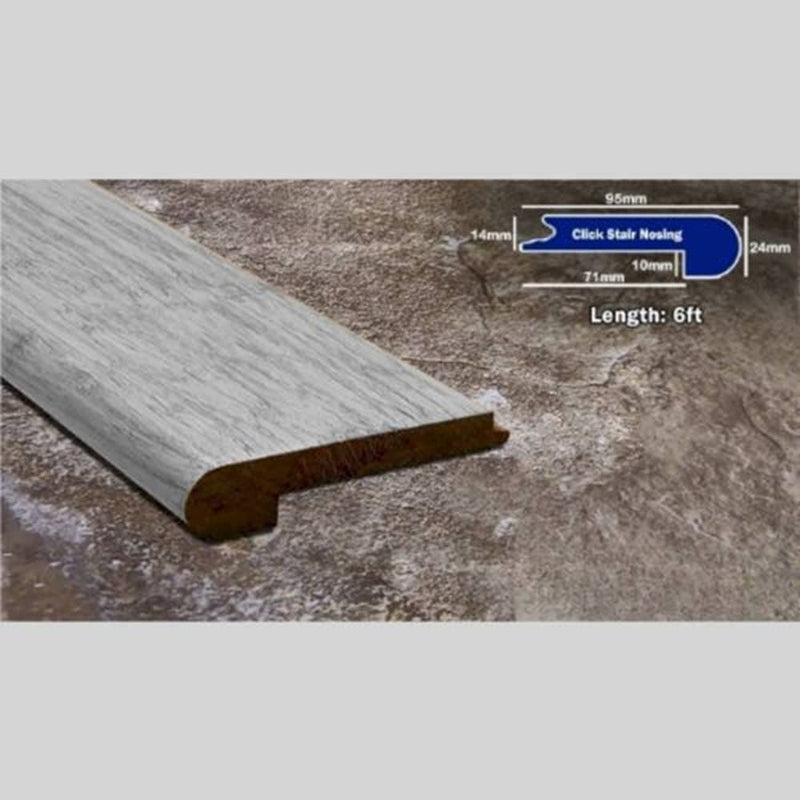 GreenHaven Brushed Linen Strand Click Bamboo 14mm Overlap Stair Nose