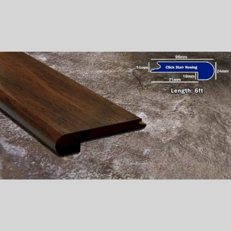 GreenHaven Toasted Almond Antiqued Engineered Click Bamboo 14mm Overlay Stair Nose