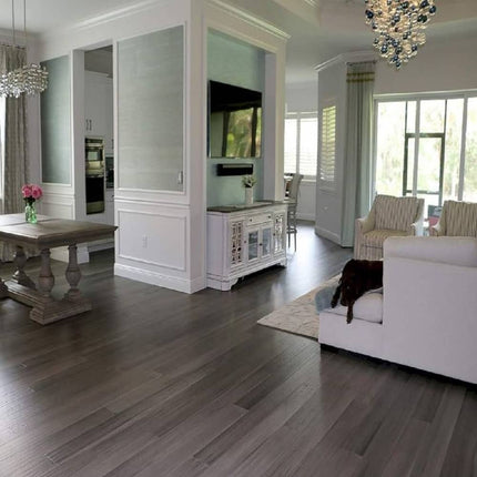 MFH GreenHaven Hand Scraped Bamboo Floor Matte Coffee Radiant Heating Compatible Room