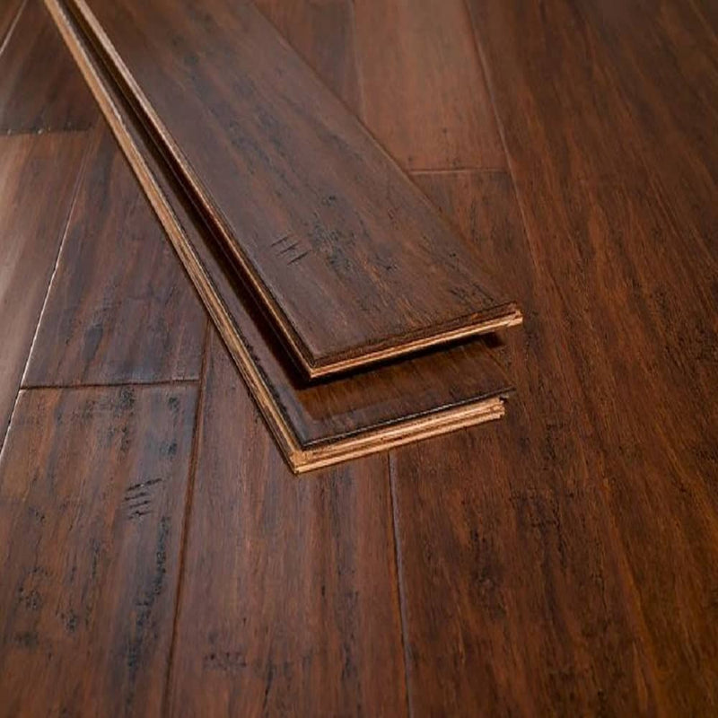 MFH GreenHaven Hand Scraped Bamboo Floor Toasted Almond Antiqued Extra Wide Plank