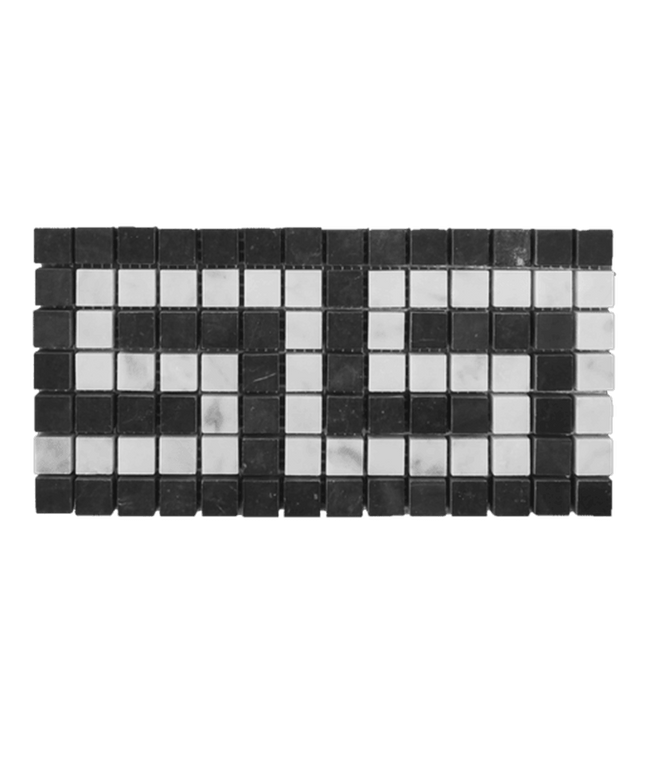 Artistic Tile  Marble Carrara White & Black Mosaic Honed Greek Key Border Vintage Tile