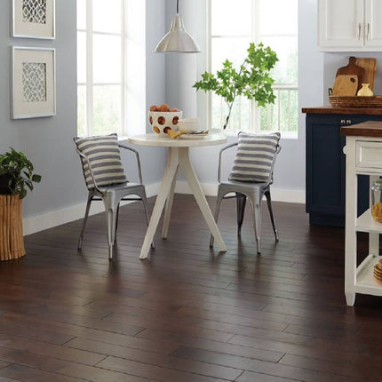 Mullican Durable Sawn Engineered Hickory Hardwood Floor Nature Espresso Room