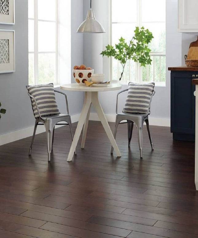 Mullican Durable Sawn Engineered Hickory Hardwood Floor Nature Espresso Room