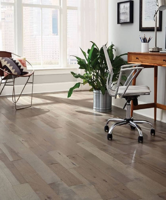 Mullican Durable Sawn Engineered Hickory Hardwood Floor Nature Greystone