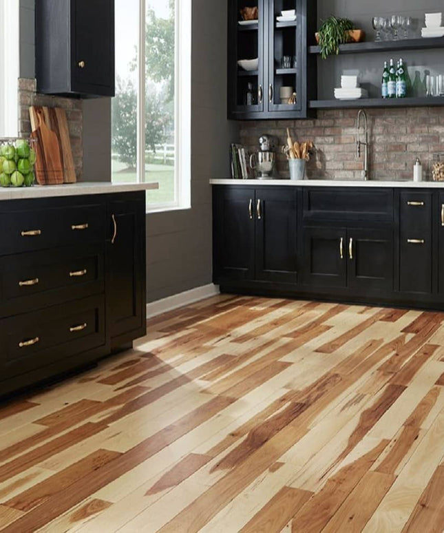 Mullican Durable Sawn Engineered Hickory Hardwood Floor Nature Natural Room