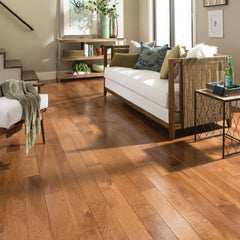 Mullican Durable Sawn Engineered Hickory Hardwood Floor Nature Provincial Room