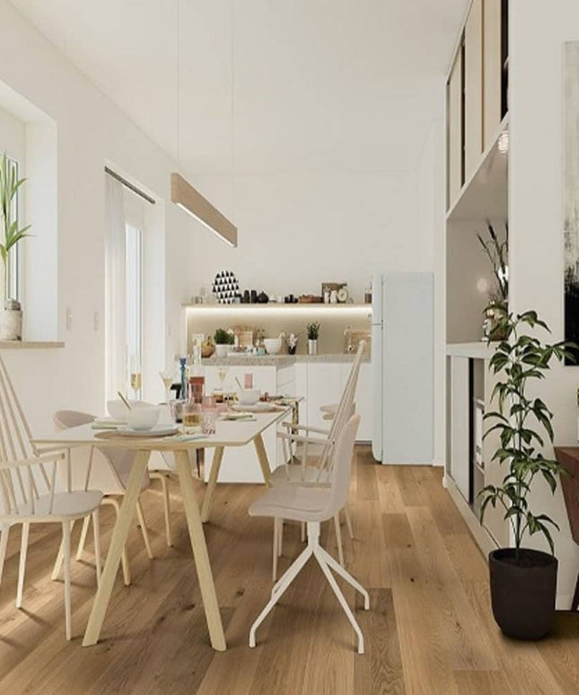 Mullican Durable Sawn Engineered White Oak Hardwood Floor Bellême Montford Room
