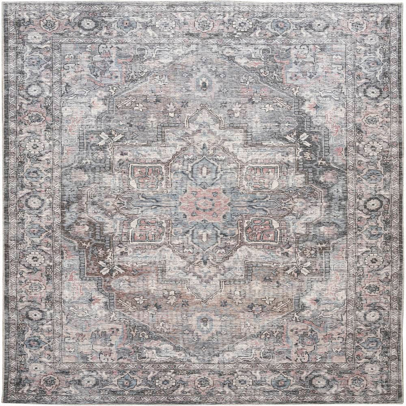 Nicole Curtis Vintage Persian Rectangle Area Rug Machine Washable Grey SR101 Made In Turkey