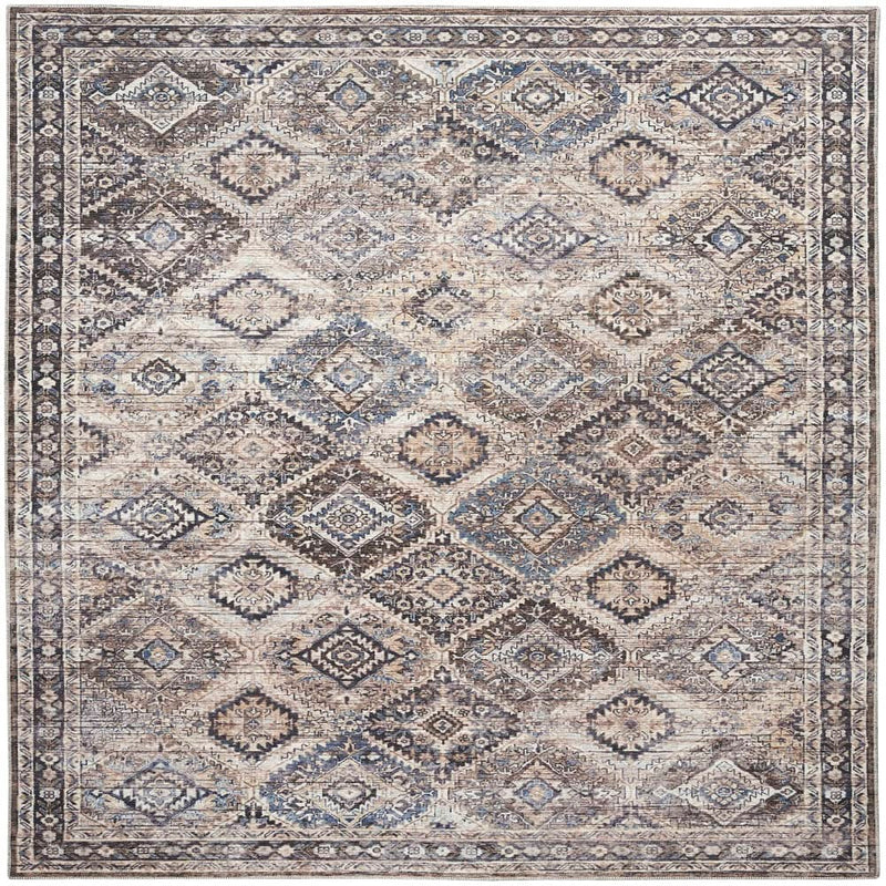 Nicole Curtis Vintage Persian Rectangle Area Rug Machine Washable Ivory Latte SR103 Made In Turkey