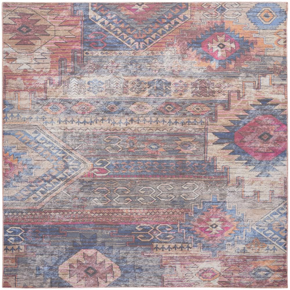Nicole Curtis Vintage Tribal Rectangle Area Rug Machine Washable Multicolor SR106 Made In Turkey