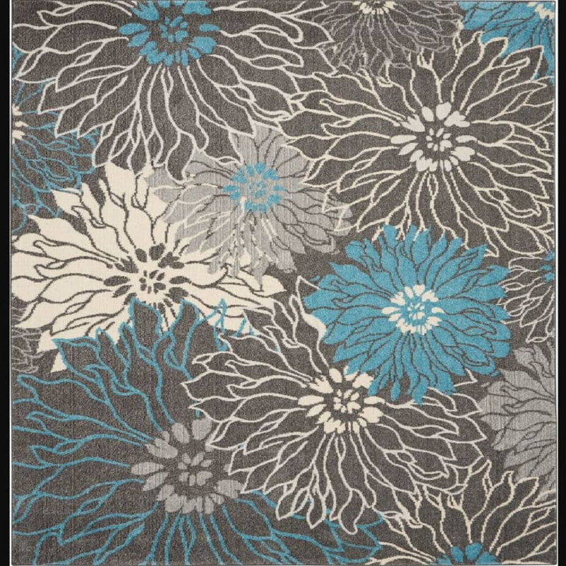 Nourison Contemporary Floral Rectangle Area Rug Passion Charcoal Blue PSN17 Made In Turkey
