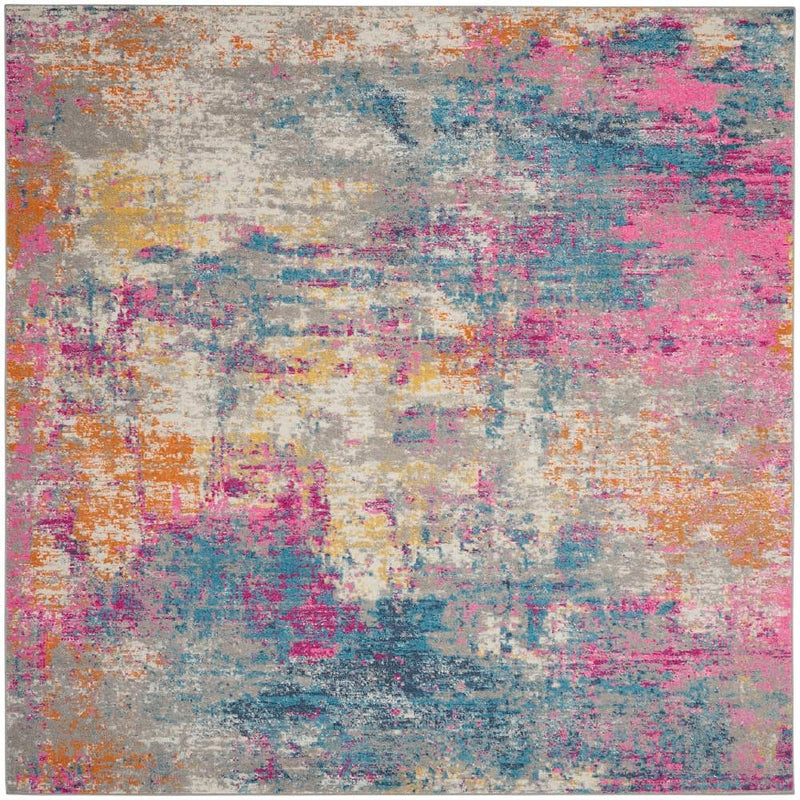 Nourison Modern Abstract Rectangle Area Rug Passion Ivory Multicolor PSN36 Made In Turkey