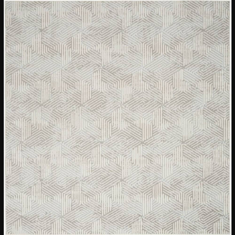 Nourison Modern Geometric Rectangle Area Rug Grafix Grey GRF39 Made In Turkey