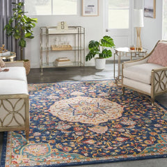 Nourison Transitional Persian Rectangle Area Rug Passion Navy Multicolor PSN22 Made In Turkey