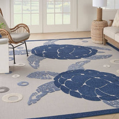 Nourison Trendy Animals Rectangle Area Rug Aloha Navy Blue ALH27 Made In Turkey