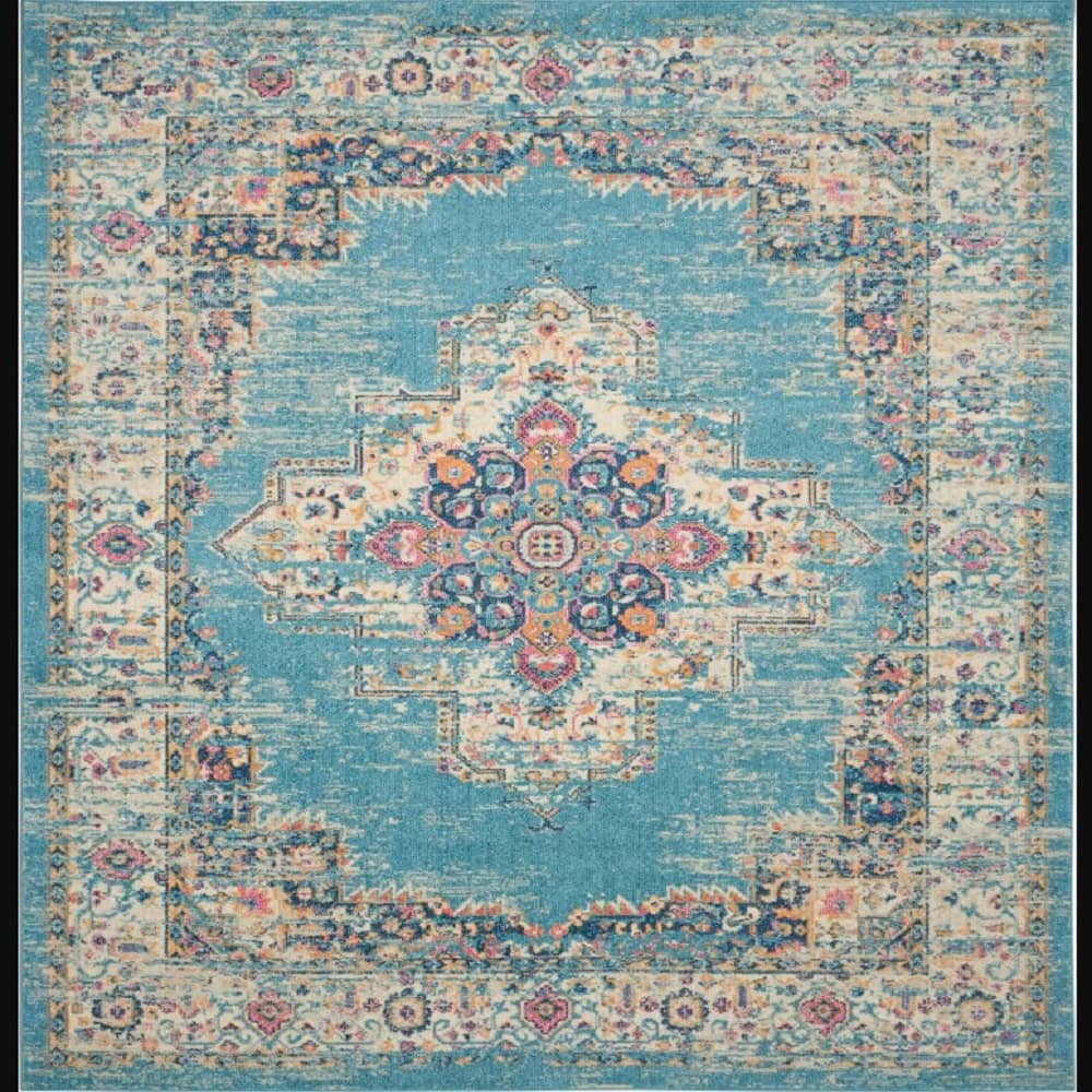 Nourison Bohemian Persian Rectangle Area Rug Passion Light Blue PSN03 Made In Turkey