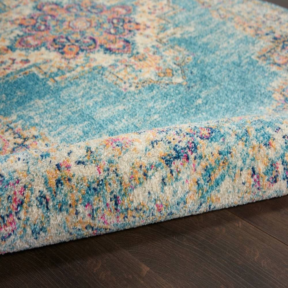 Nourison Bohemian Persian Rectangle Area Rug Passion Light Blue PSN03 Made In Turkey
