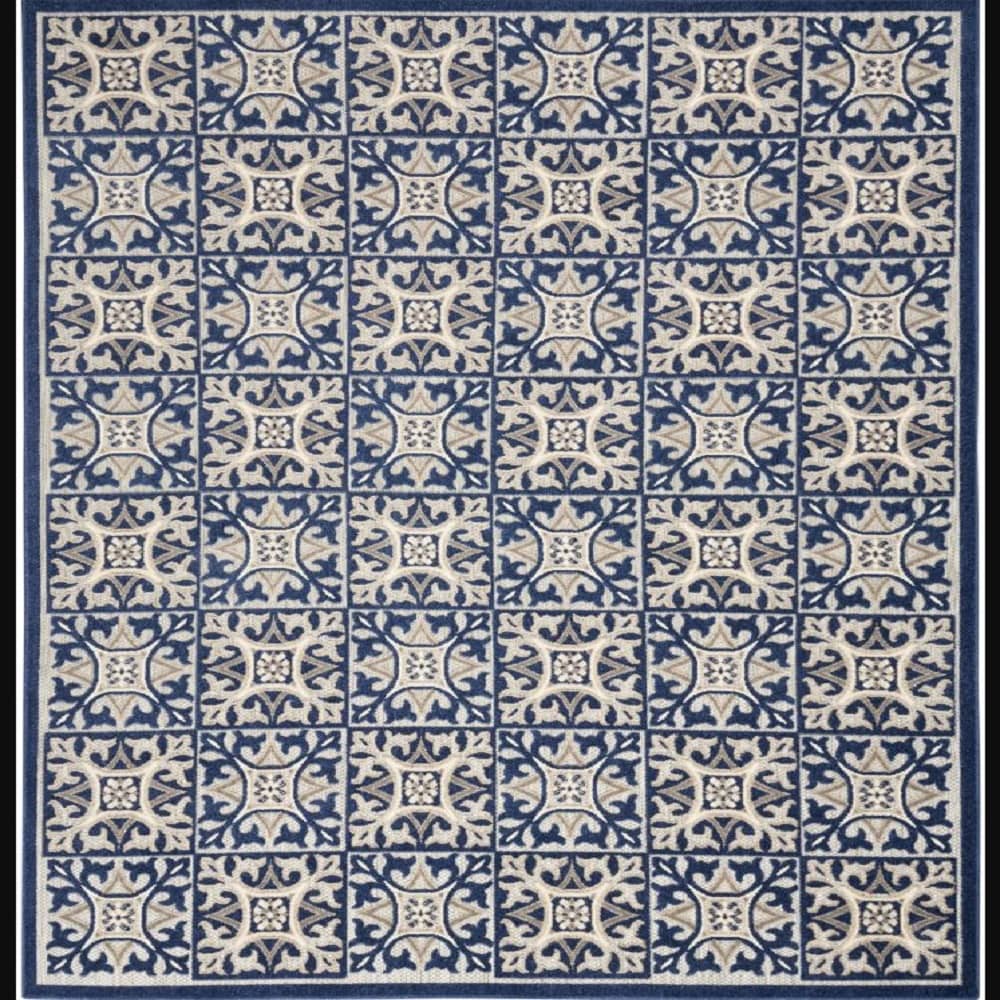 Nourison Contemporary Geometric Rectangle Area Rug Aloha Blue ALH34 Made In Turkey