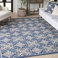 Nourison Contemporary Geometric Rectangle Area Rug Aloha Blue ALH34 Made In Turkey