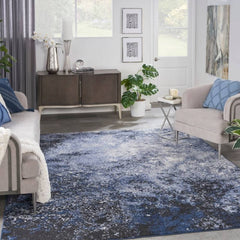 Nourison Modern Abstract Rectangle Area Rug Passion Light Blue Black PSN10 Made In Turkey