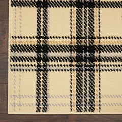 Nourison Rustic Plaid Rectangle Area Rug Grafix Cream Black GRF03 Made In Turkey
