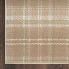 Nourison Rustic Plaid Rectangle Area Rug Grafix Taupe GRF03 Made In Turkey