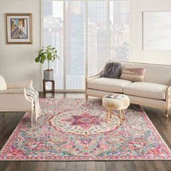 Nourison Transitional Persian Rectangle Area Rug Passion Grey Multicolor PSN22 Made In Turkey