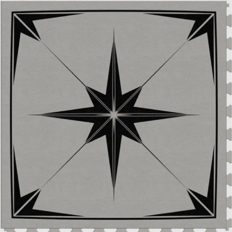 Perfection Geo Geometric Design Luxury Vinyl Tiles  Floating Floors Astral Gray Accent A Black Grey