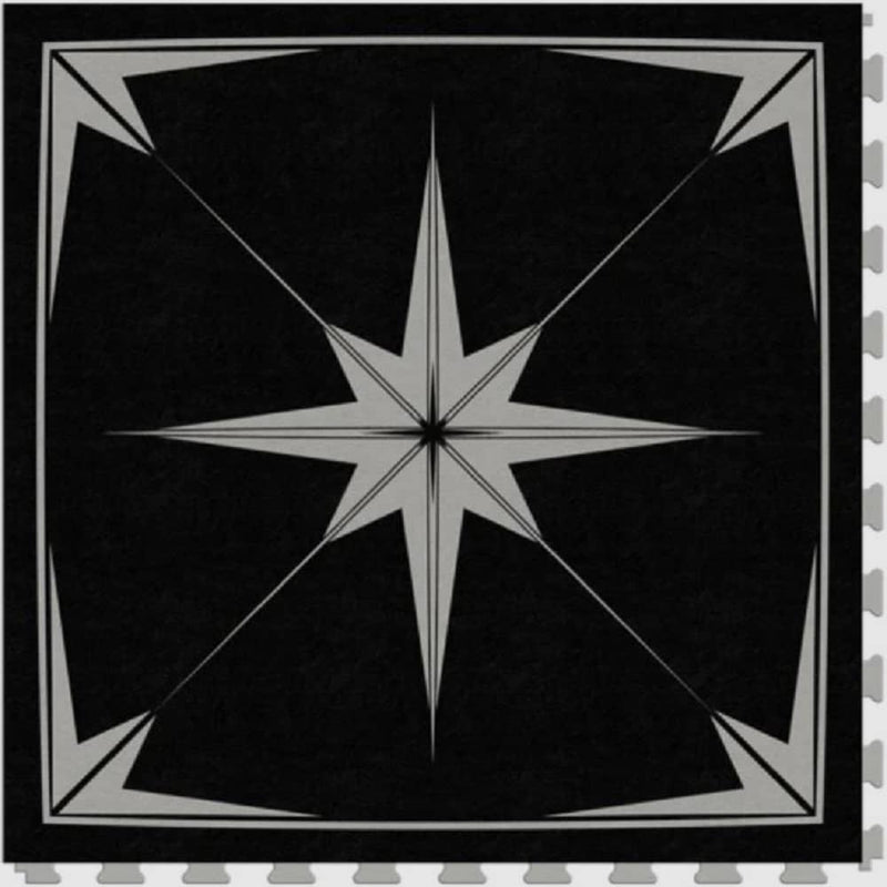 Perfection Geo Geometric Design Luxury Vinyl Tiles  Floating Floors Astral Gray Accent B Black Grey