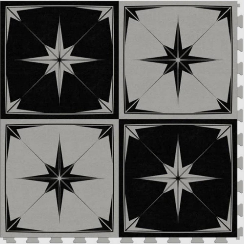 Perfection Geo Geometric Design Luxury Vinyl Tiles  Floating Floors Astral Gray Black Grey