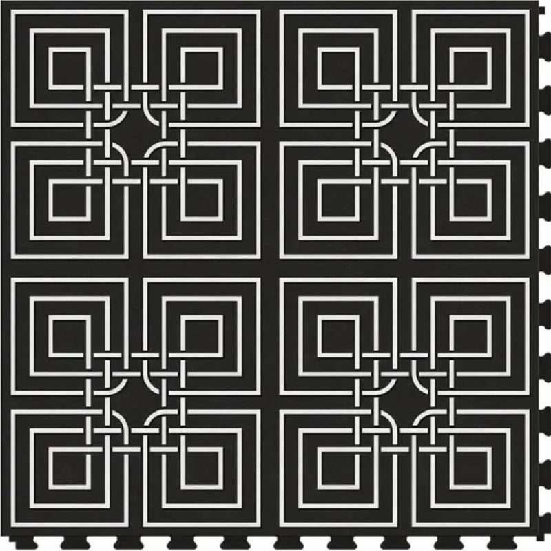 Perfection Geo Geometric Design Luxury Vinyl Tiles  Floating Floors Master Knot Black White