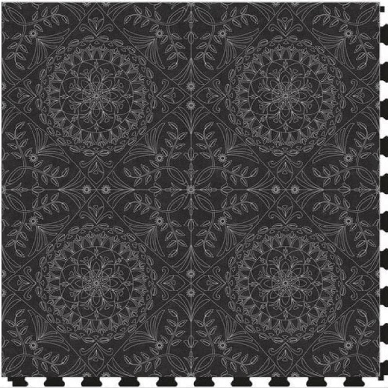 Perfection Margo Geometric Design Luxury Vinyl Tiles  Floating Floors Medallion Black