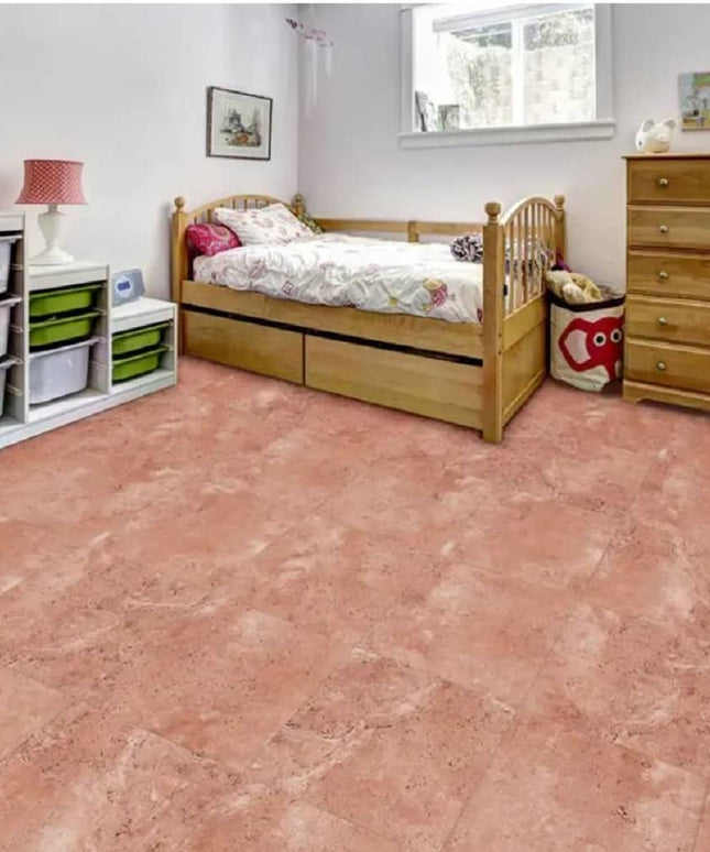 Perfection Travertine Stone Look Luxury Vinyl Tile Floating Floors Rose Room