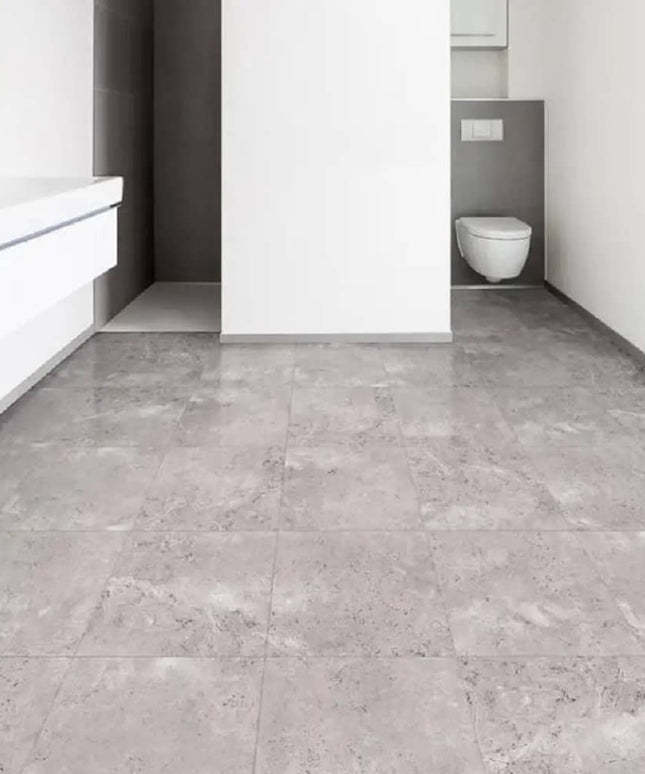 Perfection Travertine Stone Look Luxury Vinyl Tile Floating Floors  Silver Room
